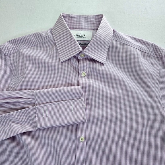 Charles Tyrwhitt Other - Charles Tyrwhitt Mens Extra Slim Fit NonIron Micro Check French Cuff Shirt 16 35